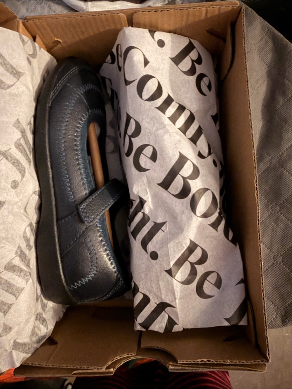 Hush Puppies Navy Leather Mary Jane with Contrast Stitching